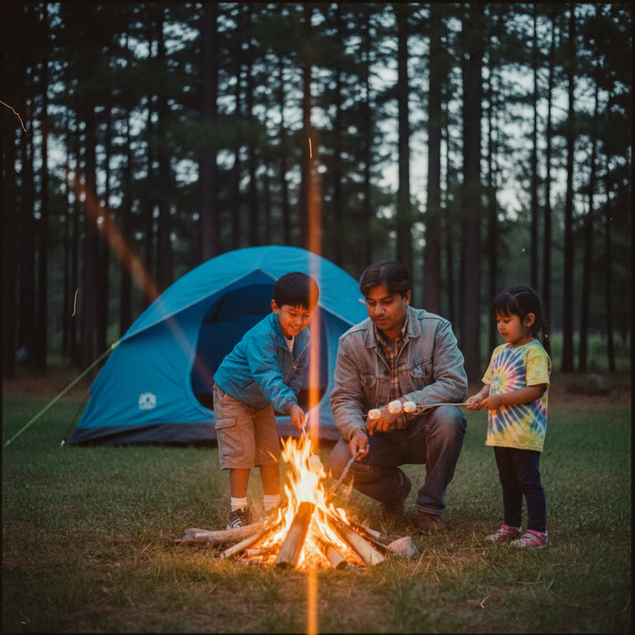 Camping with the grandchildren, 1990s