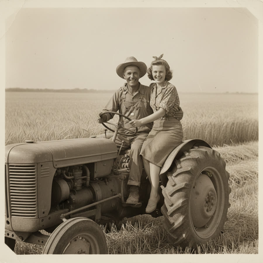 Harvest on the farm, 1950s