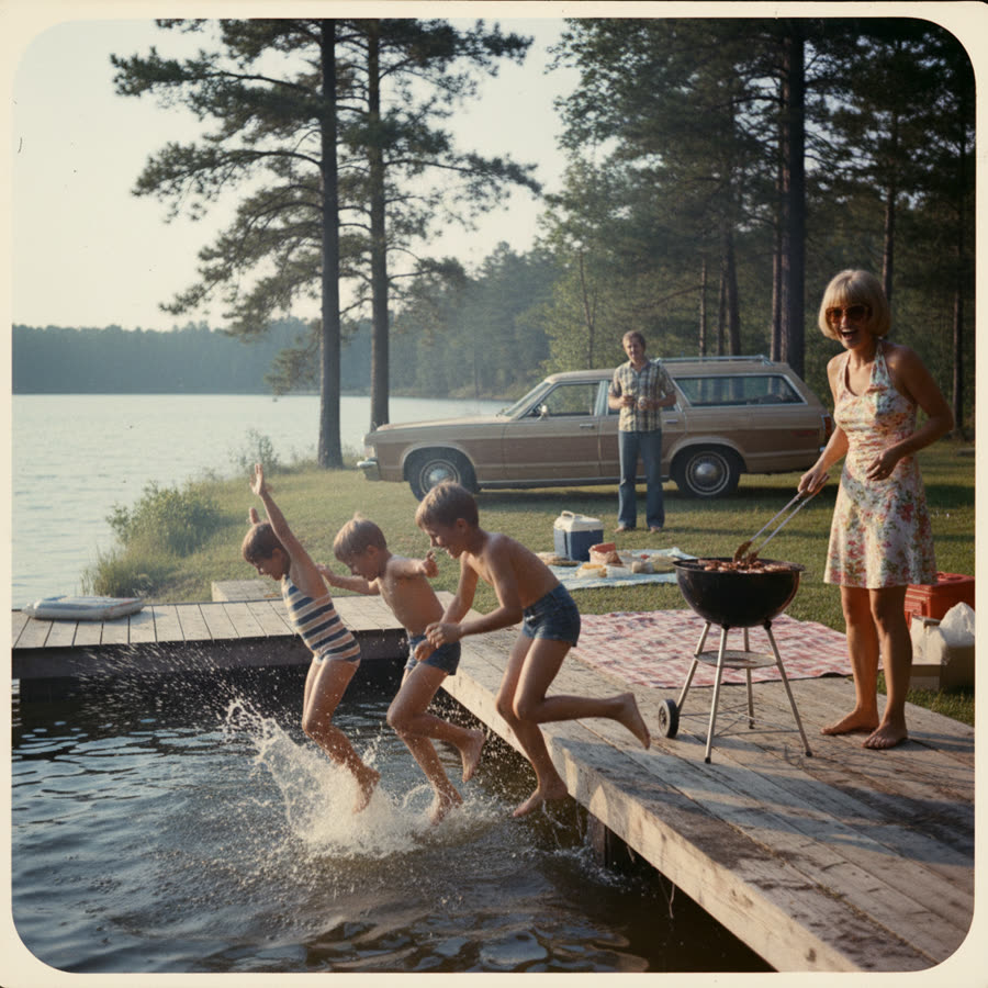 A 1970s family cookout at the lake
